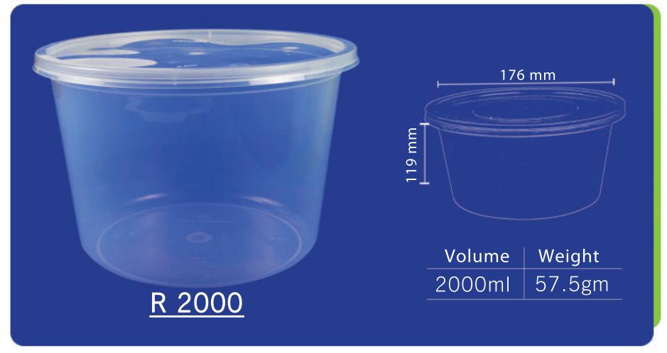 Glen 2000 ml Round Food Container (R 64) by channel packaging 