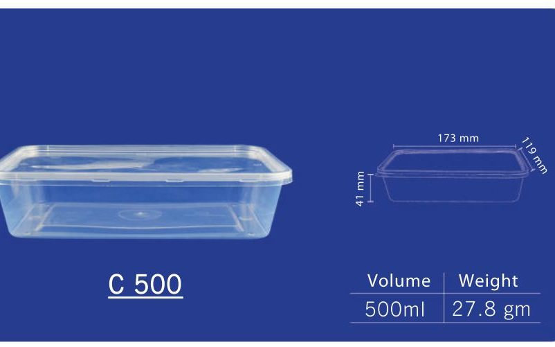 Glen 500 ml Rectangular Container (C 500) by channel packaging