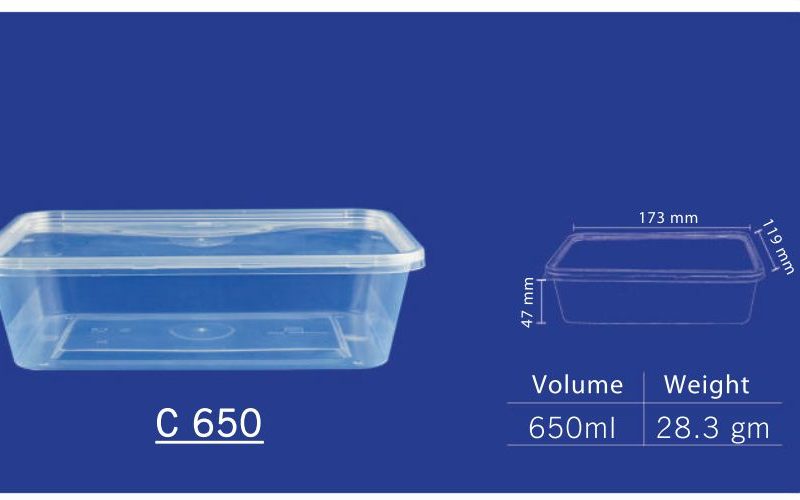 Glen 650 ml Rectangular Container (C 650) by channel packaging