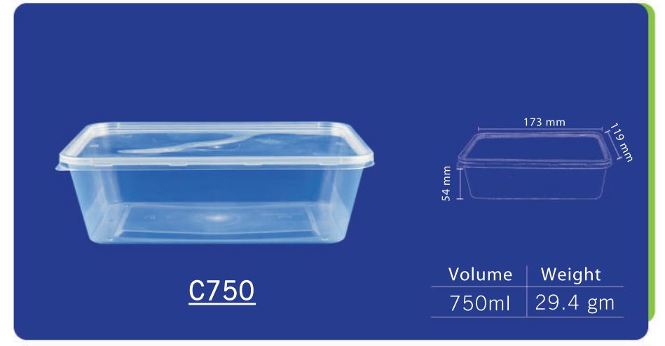Glen 750 ml Rectangular Container (C 750) by channel packaging